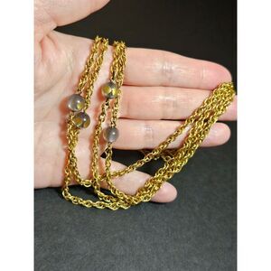Vintage Freirich gold tone gray and gold necklace 58"